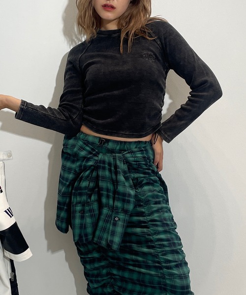 【セール】ショート丈ギャザーリブトップス（Tシャツ/カットソー）｜ROGER AND RAW（ロジャーアンドロウ）