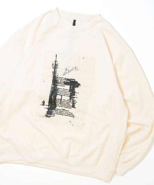 おしゃれスタ(オシャレスタ)の「cardboard knit crew neck design cutsew/ダンボールニット クルーネック デザイン カットソー オーバーサイズ メンズ レディース(スウェット・メンズ・グレー/ホワイト系その他/ブラック系その他2/グレー系その他/ホワイト系その他2/ブラック系その他/ブラック/ホワイト/チャコールグレー・XL/L/M)」の2枚目の写真