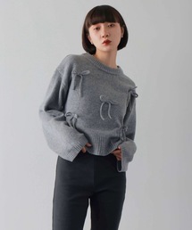 リボンモチーフニットプルオーバー