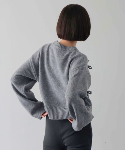 PURE BRIGHT（ピュアブライト）の「リボンモチーフニットプルオーバー（ニット/セーター・レディース・グレー/ネイビー・FREE）」の17枚目の写真