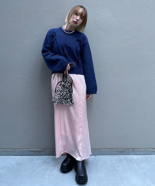 PURE BRIGHT（ピュアブライト）の「リボンモチーフニットプルオーバー（ニット/セーター・レディース・グレー/ネイビー・FREE）」の21枚目の写真