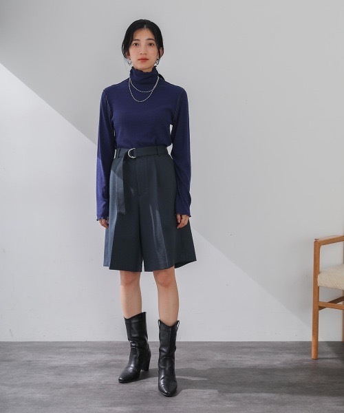 Bou Jeloud（ブージュルード）の「ベルトセットハーフパンツ（その他パンツ・レディース・チャコールグレー/ベージュ・38）」の4枚目の写真