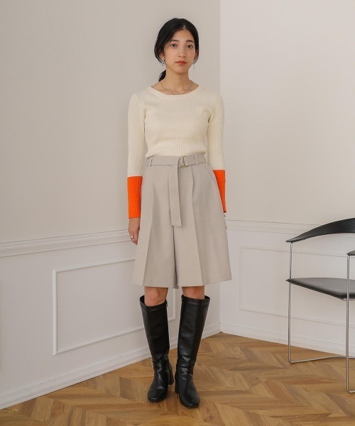 Bou Jeloud（ブージュルード）の「ベルトセットハーフパンツ（その他パンツ・レディース・チャコールグレー/ベージュ・38）」の15枚目の写真