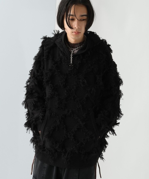 HARE(ハレ)の「【UNDERGROUND MODE】フリンジニットフーディ(HARE)(パーカー・メンズ・ブラック/パープル・FREE)」の22枚目の写真