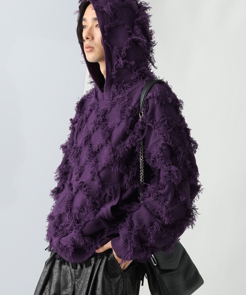 HARE(ハレ)の「【UNDERGROUND MODE】フリンジニットフーディ(HARE)(パーカー・メンズ・ブラック/パープル・FREE)」の19枚目の写真