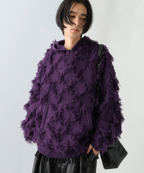 HARE(ハレ)の「【UNDERGROUND MODE】フリンジニットフーディ(HARE)(パーカー・メンズ・ブラック/パープル・FREE)」の8枚目の写真