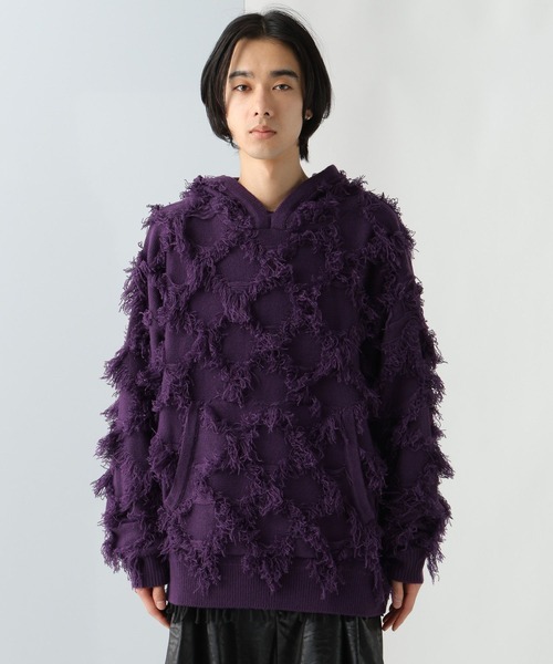 HARE(ハレ)の「【UNDERGROUND MODE】フリンジニットフーディ(HARE)(パーカー・メンズ・ブラック/パープル・FREE)」の9枚目の写真