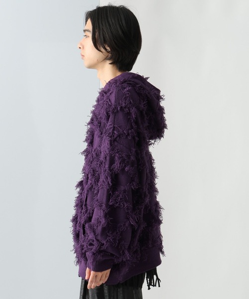 HARE(ハレ)の「【UNDERGROUND MODE】フリンジニットフーディ(HARE)(パーカー・メンズ・ブラック/パープル・FREE)」の10枚目の写真