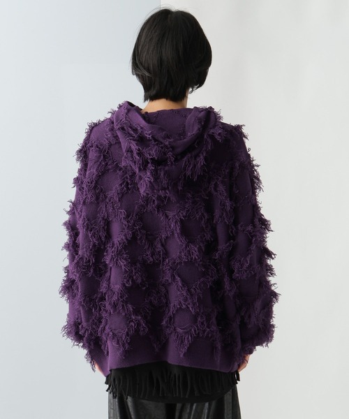 HARE(ハレ)の「【UNDERGROUND MODE】フリンジニットフーディ(HARE)(パーカー・メンズ・ブラック/パープル・FREE)」の11枚目の写真