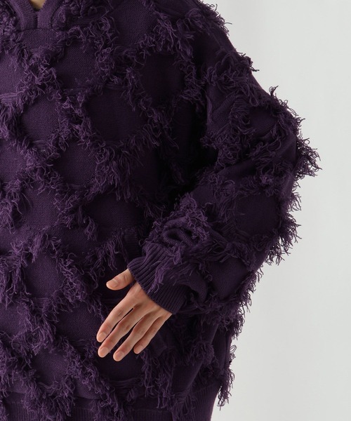 HARE(ハレ)の「【UNDERGROUND MODE】フリンジニットフーディ(HARE)(パーカー・メンズ・ブラック/パープル・FREE)」の13枚目の写真