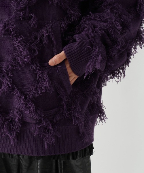 HARE(ハレ)の「【UNDERGROUND MODE】フリンジニットフーディ(HARE)(パーカー・メンズ・ブラック/パープル・FREE)」の3枚目の写真