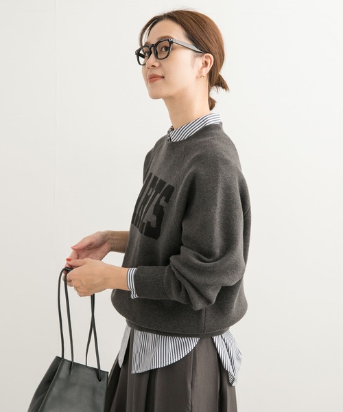 URBAN RESEARCH DOORS(アーバンリサーチドアーズ)の「ダブルジャガードロゴKNIT(ニット/セーター・レディース・ベージュ/ネイビー/チャコールグレー・MEDIUM)」の20枚目の写真