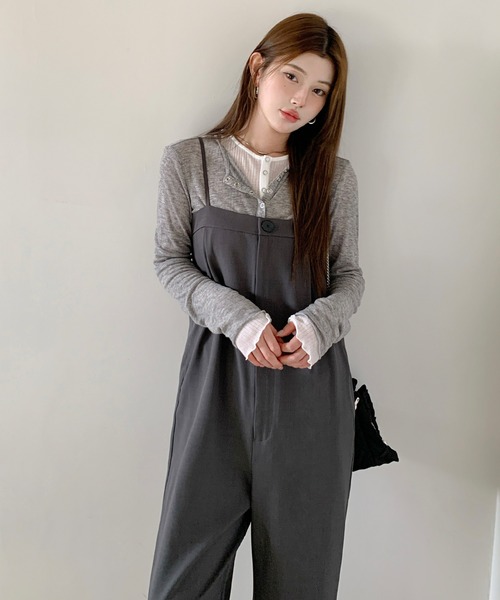 by LEGNA（バイレグナ）の「【選べる丈感】落ち感オールインワン（つなぎ/オールインワン・レディース・杢グレー/グレイッシュベージュ/ブラック・ショート丈/レギュラー丈/ロング丈）」の7枚目の写真