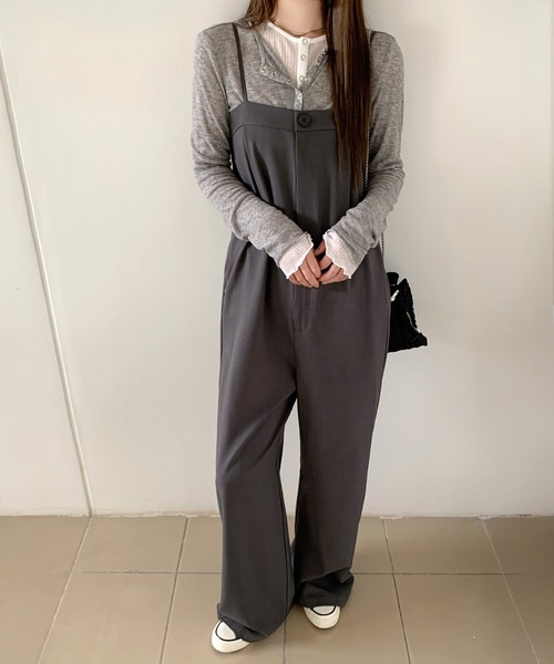 by LEGNA（バイレグナ）の「【選べる丈感】落ち感オールインワン（つなぎ/オールインワン・レディース・杢グレー/グレイッシュベージュ/ブラック・ショート丈/レギュラー丈/ロング丈）」の11枚目の写真