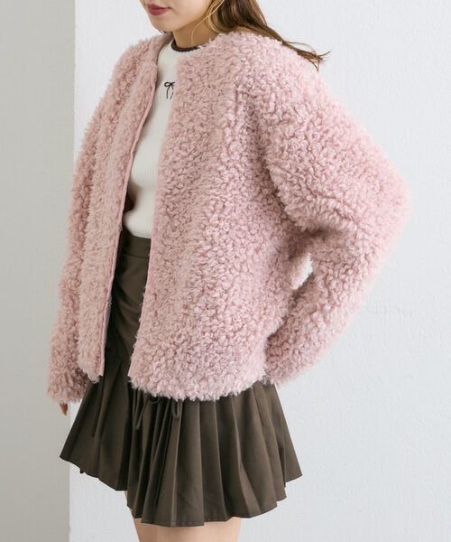 w closet(ダブルクローゼット)の「【2WAY】衿付プードルジャケット(その他アウター・レディース・チャコールグレー/ピンク/ベージュ・FREE)」の15枚目の写真