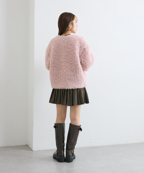 w closet(ダブルクローゼット)の「【2WAY】衿付プードルジャケット(その他アウター・レディース・チャコールグレー/ピンク/ベージュ・FREE)」の21枚目の写真