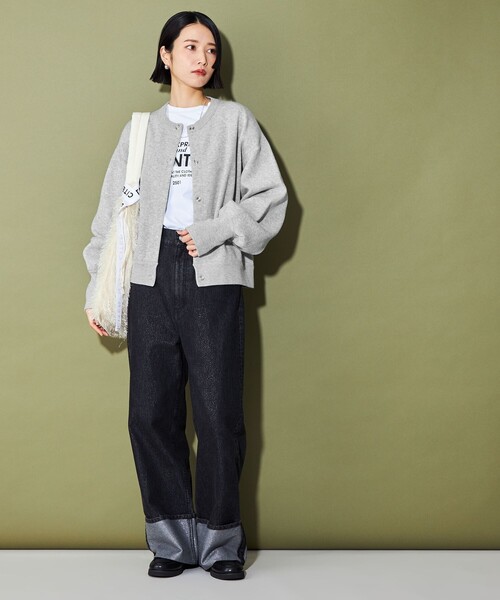 CITEN(シテン)の「<CITEN>スウェットライクニットカーディガン(カーディガン/ボレロ・レディース・ダークグレー/ライトグレー/ライトブルー/コバルトブルー・FREE)」の9枚目の写真