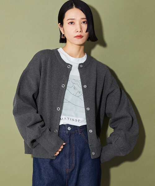 CITEN(シテン)の「<CITEN>スウェットライクニットカーディガン(カーディガン/ボレロ・レディース・ダークグレー/ライトグレー/ライトブルー/コバルトブルー・FREE)」の10枚目の写真