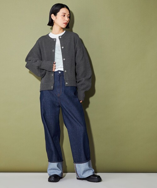 CITEN(シテン)の「<CITEN>スウェットライクニットカーディガン(カーディガン/ボレロ・レディース・ダークグレー/ライトグレー/ライトブルー/コバルトブルー・FREE)」の11枚目の写真