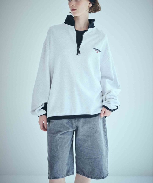 SEA（シー）の「SEA SPORTS バイカラー ハーフジッププルオーバー（スウェット・レディース・グレー/チャコールグレー/ネイビー・ONE SIZE）」の3枚目の写真