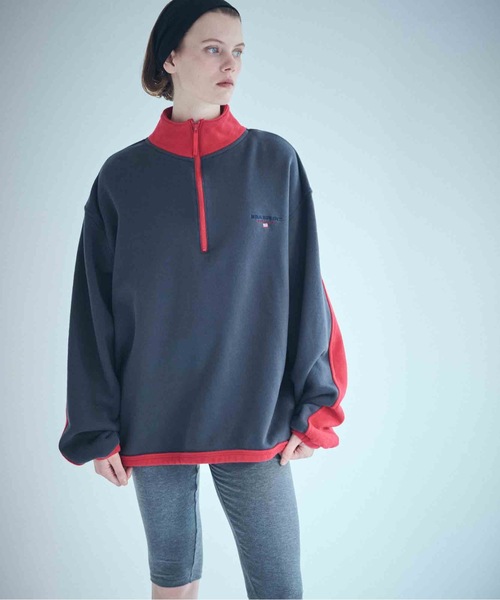 SEA（シー）の「SEA SPORTS バイカラー ハーフジッププルオーバー（スウェット・レディース・グレー/チャコールグレー/ネイビー・ONE SIZE）」の2枚目の写真