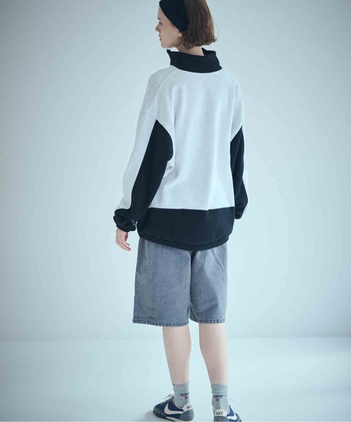 SEA（シー）の「SEA SPORTS バイカラー ハーフジッププルオーバー（スウェット・レディース・グレー/チャコールグレー/ネイビー・ONE SIZE）」の8枚目の写真