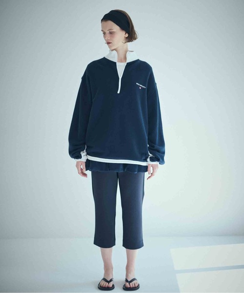 SEA（シー）の「SEA SPORTS バイカラー ハーフジッププルオーバー（スウェット・レディース・グレー/チャコールグレー/ネイビー・ONE SIZE）」の9枚目の写真