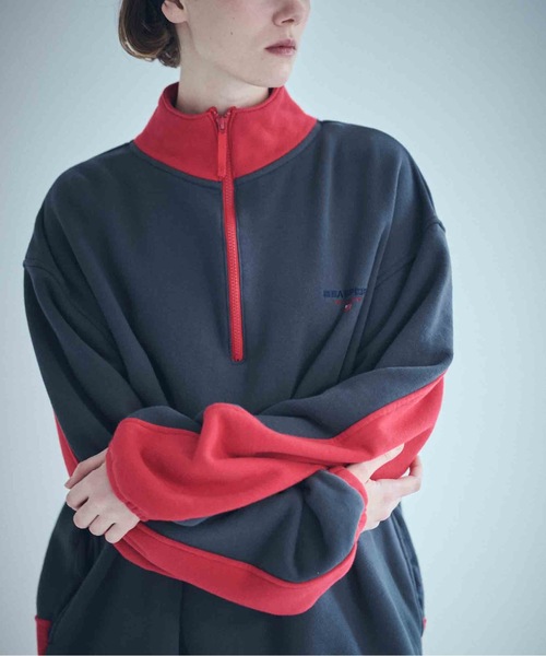 SEA（シー）の「SEA SPORTS バイカラー ハーフジッププルオーバー（スウェット・レディース・グレー/チャコールグレー/ネイビー・ONE SIZE）」の12枚目の写真