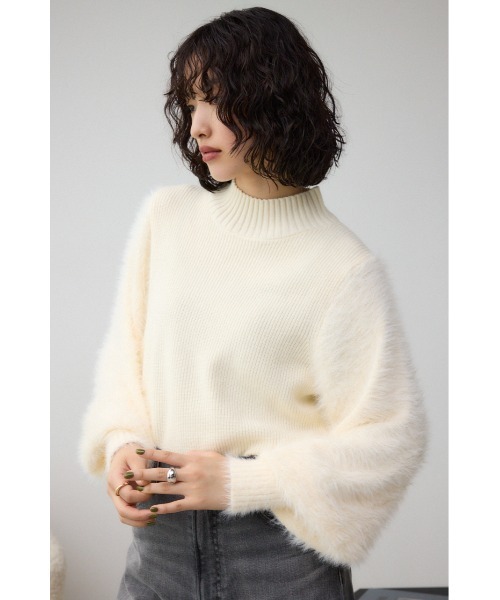 シャギースリーブニットトップス