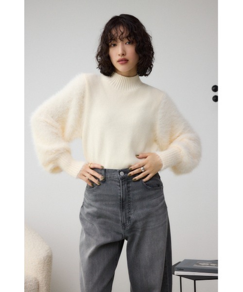 シャギースリーブニットトップス