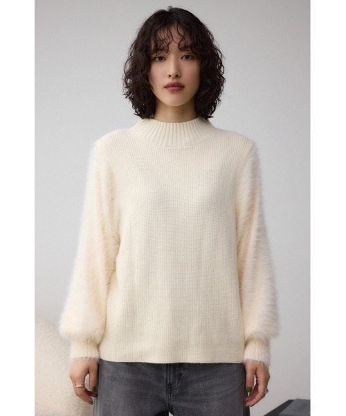 シャギースリーブニットトップス