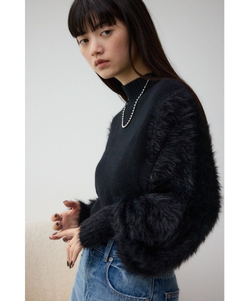 AZUL by moussy（アズールバイマウジー）の「シャギースリーブニットトップス（ニット/セーター・レディース・ブラック/レッド/ライトグレー/オフホワイト・SMALL/MEDIUM）」の15枚目の写真