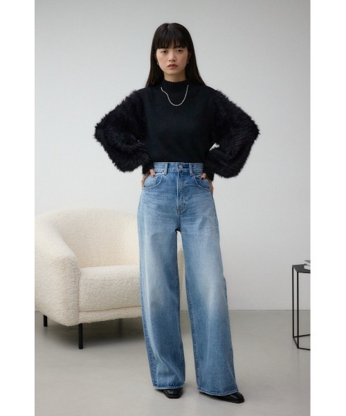 AZUL by moussy（アズールバイマウジー）の「シャギースリーブニットトップス（ニット/セーター・レディース・ブラック/レッド/ライトグレー/オフホワイト・SMALL/MEDIUM）」の17枚目の写真