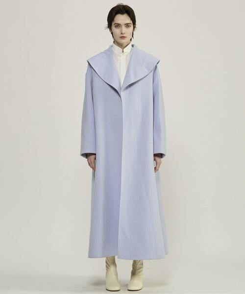 martinique（マルティニーク）の「【CURRENTAGE/カレンテージ】Double face cloth long coat（ステンカラーコート・レディース・チェック/ネイビー・FREE）」の3枚目の写真