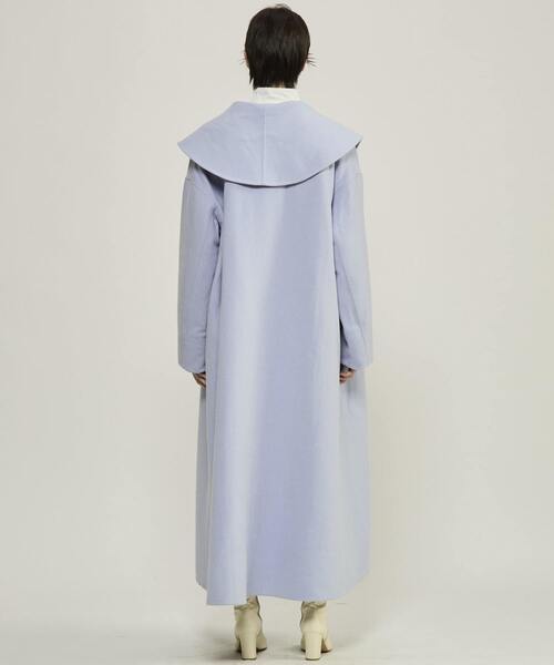 martinique（マルティニーク）の「【CURRENTAGE/カレンテージ】Double face cloth long coat（ステンカラーコート・レディース・チェック/ネイビー・FREE）」の4枚目の写真