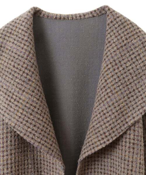 martinique（マルティニーク）の「【CURRENTAGE/カレンテージ】Double face cloth long coat（ステンカラーコート・レディース・チェック/ネイビー・FREE）」の6枚目の写真