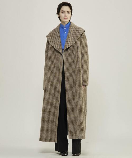 martinique（マルティニーク）の「【CURRENTAGE/カレンテージ】Double face cloth long coat（ステンカラーコート・レディース・チェック/ネイビー・FREE）」の10枚目の写真