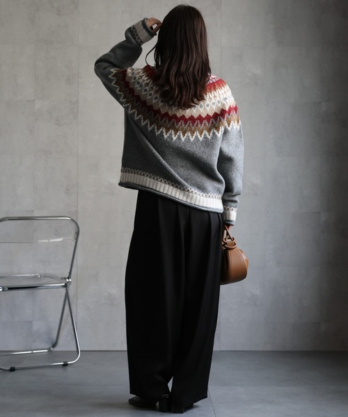 新品 ロベルトコリーナ ノルディック柄 ウール セーター ニット 50 XL