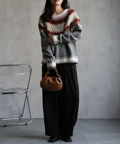 セール】ノルディック柄ニット/ニットプルオーバー（ニット/セーター