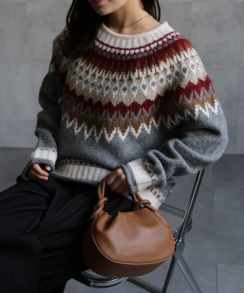 セール】ノルディック柄ニット/ニットプルオーバー（ニット/セーター