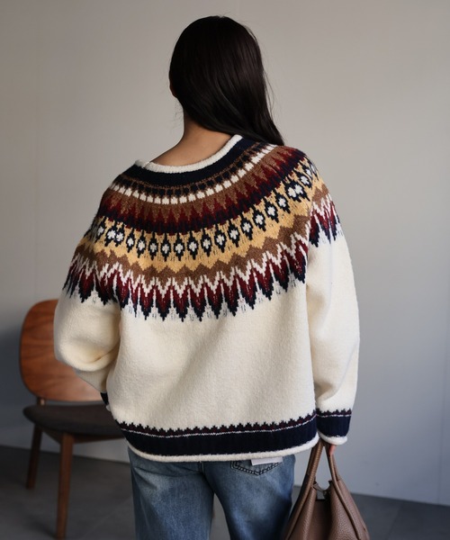 ap retro(アプレトロ)の「ノルディック柄ニット/ニットプルオーバー(ニット/セーター・レディース・イエロー/アイボリー/グレー/オフホワイト・FREE)」の21枚目の写真