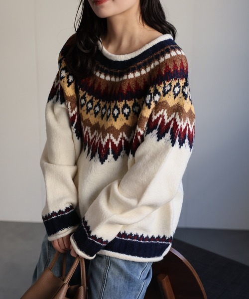 セール】ノルディック柄ニット/ニットプルオーバー（ニット/セーター