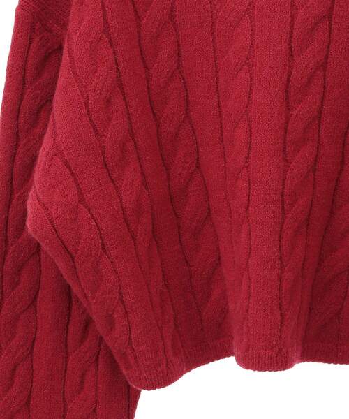 earth music&ecology（アースミュージックアンドエコロジー）の「ケーブルニットプルオーバー（ニット/セーター・レディース・グレー/アイボリー/グレイッシュベージュ/ブラック/レッド・FREE）」の13枚目の写真