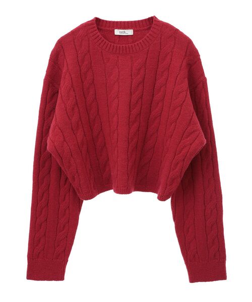 earth music&ecology（アースミュージックアンドエコロジー）の「ケーブルニットプルオーバー（ニット/セーター・レディース・グレー/アイボリー/グレイッシュベージュ/ブラック/レッド・FREE）」の7枚目の写真