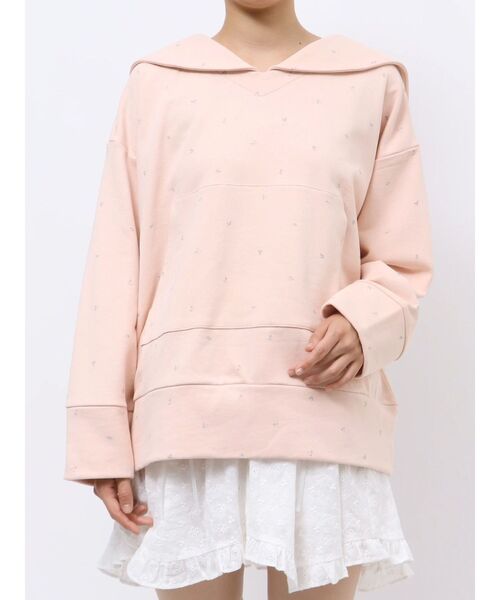 merry jenny（メリージェニー）の「petit flowerセーラースウェット　/　小花柄セーラースウェット（スウェット・レディース・オフホワイト/ピンク・FREE）」の2枚目の写真