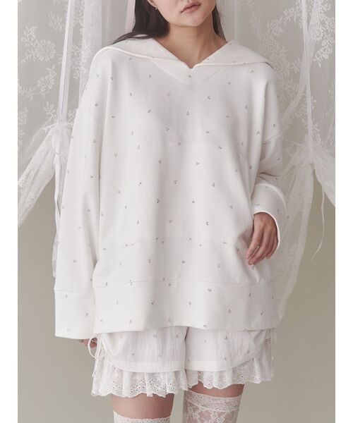 merry jenny（メリージェニー）の「petit flowerセーラースウェット　/　小花柄セーラースウェット（スウェット・レディース・オフホワイト/ピンク・FREE）」の15枚目の写真