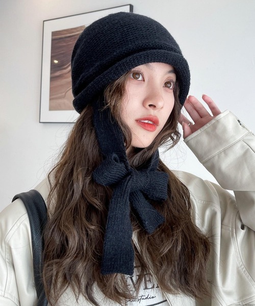 pur chouchou/リボン ニット帽 P4392（ニットキャップ/ビーニー