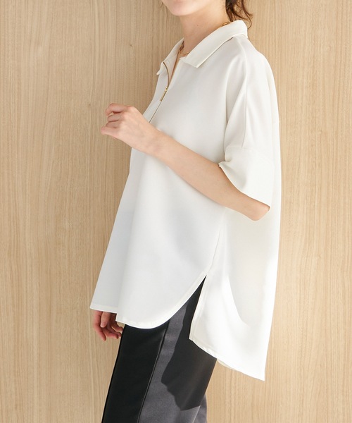 ハーフジップオーバードルマンツイルシャツ（シャツ/ブラウス）｜Emma