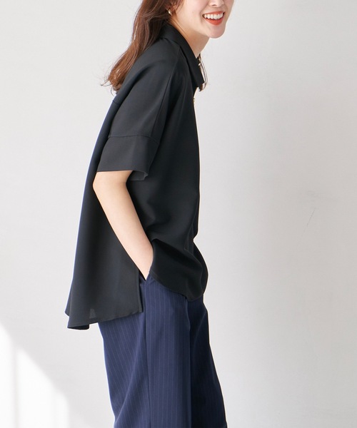 ハーフジップオーバードルマンツイルシャツ（シャツ/ブラウス）｜Emma