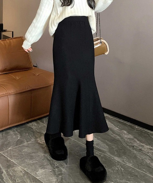 SPIGA(スピーガ)の「マーメイドニットスカート(スカート・レディース・ブラック/アイボリー・FREE)」の4枚目の写真